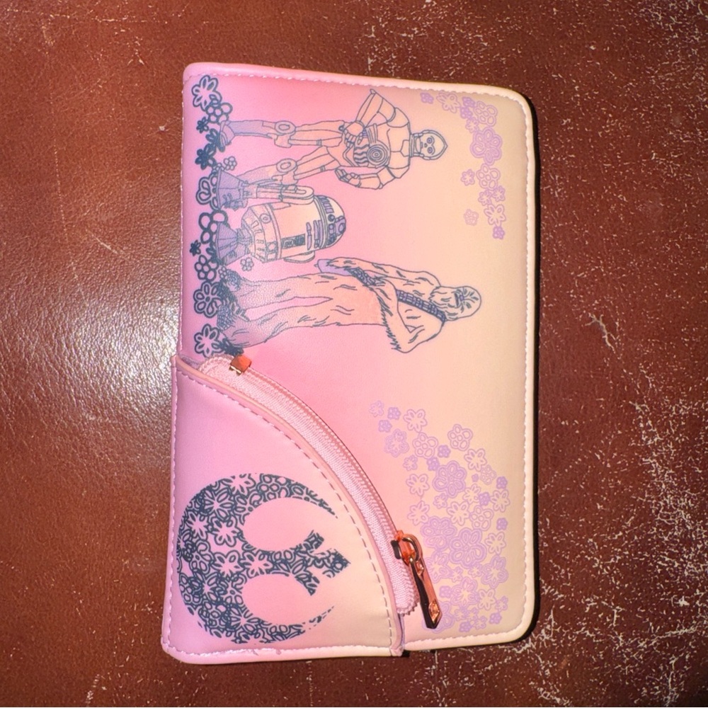 Her Universe Pink Star Wars Floral Sketch Zip Wallet
